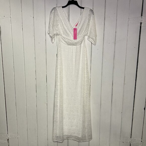 Lilly Pulitzer Parigi Elbow Sleeve Size Small Resort White Lace Maxi Dress NWT - Picture 2 of 9